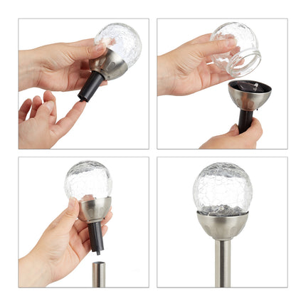 Set of 6 round solar lamps