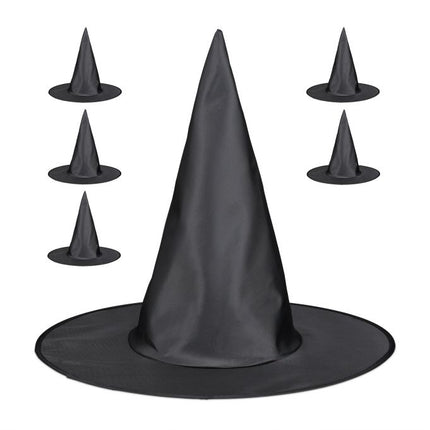 Set of 6 witch hats in black