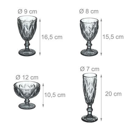 Set of 7 gray glasses