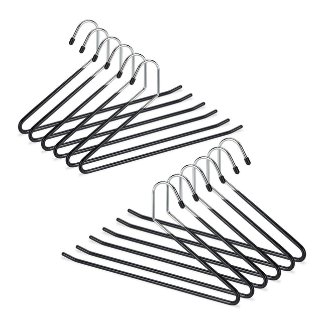 Set of black trouser hangers with non-slip protection