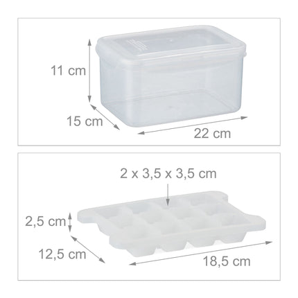 Set of ice cube molds with box and lid