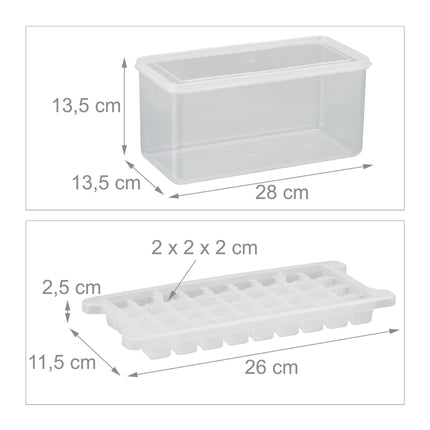 Set of ice cube molds with box and lid