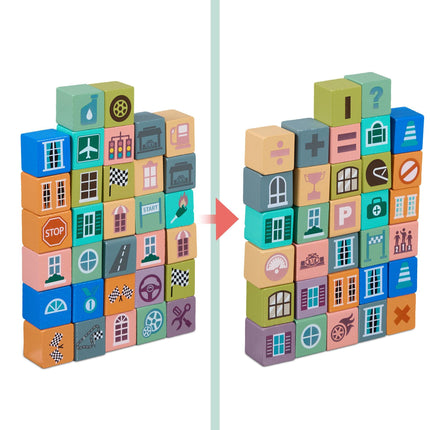 Set of wooden building blocks City