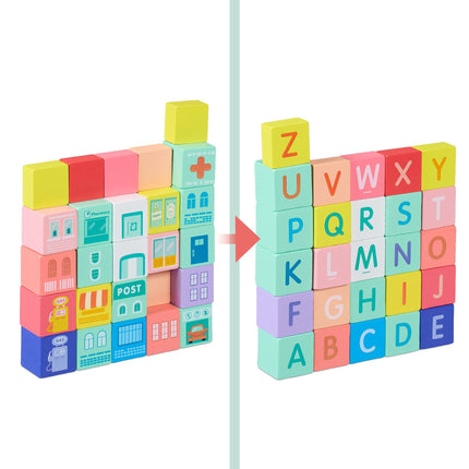 Set of wooden building blocks City