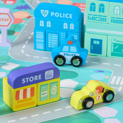 Set of wooden building blocks City
