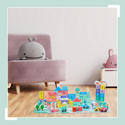 Set of wooden building blocks City