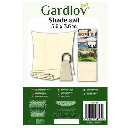 Shade sail 3.6x3.6m Gardlov 23165