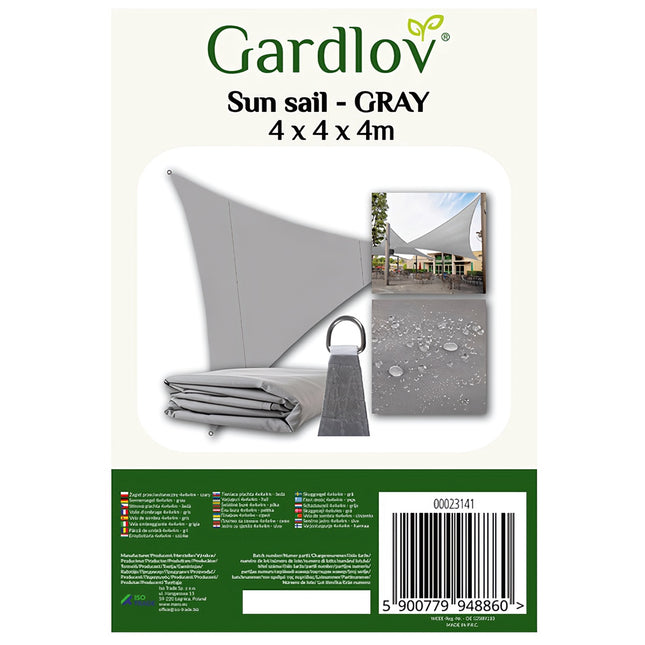 Shade sail 4x4x4m - gray Gardlov 23141
