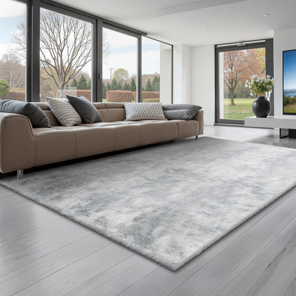Shag Area Rug 6x9 ft, Plush, Slip-Resistant, Gray