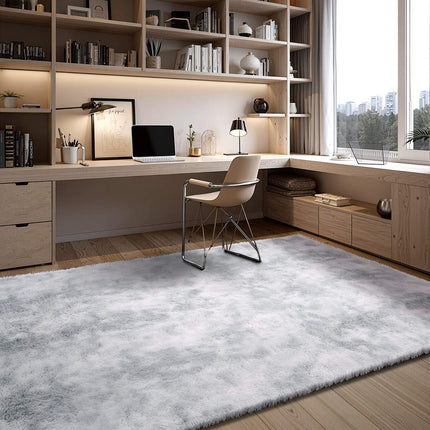 Shag Area Rug 9x12 ft, Plush, Slip-Resistant, Gray