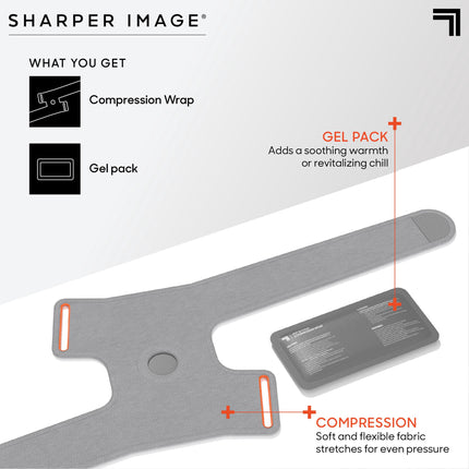 Sharper Image Hot and Cold Compression Wrap Set, Removable Gel Pack