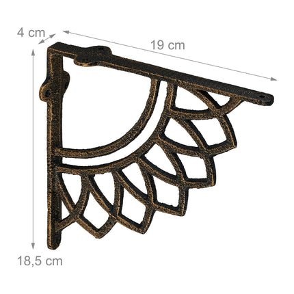 Shelf Brackets, Mandala Design, Cast Iron, Set of 2