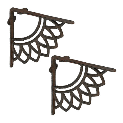 Shelf Brackets, Mandala Design, Cast Iron, Set of 2