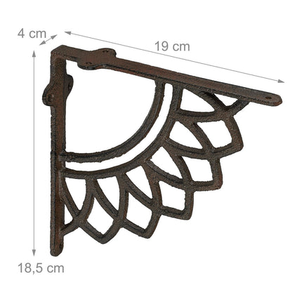 Shelf Brackets, Mandala Design, Cast Iron, Set of 2