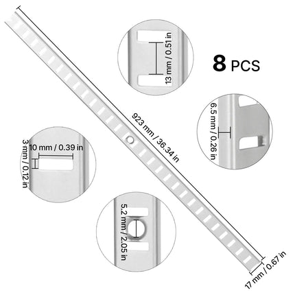Shelf Pilaster Strips 36.3 in, 8-Pack, 32 Screws