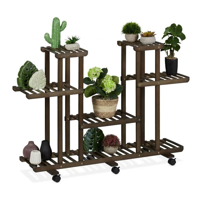 Plantenplank van bruin bamboe met 6 planken