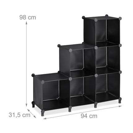 Shelf system with 6 cubes