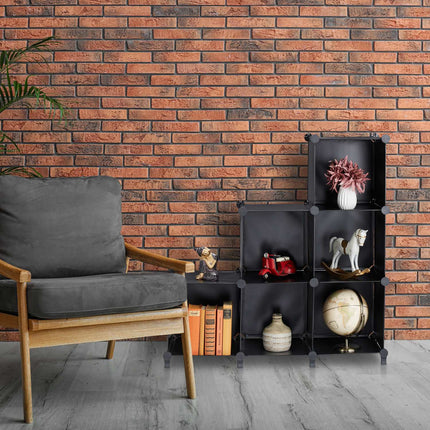 Shelf system with 6 cubes
