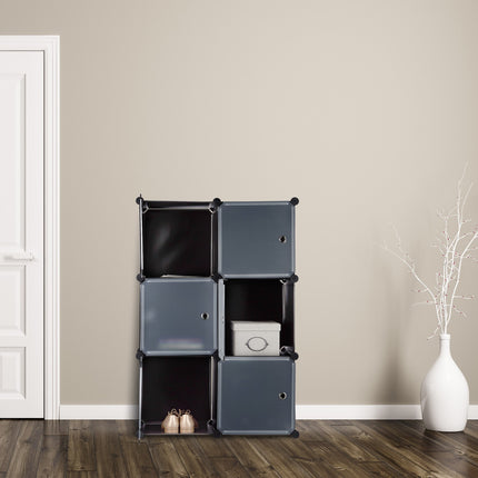 Shelf system with 6 doors