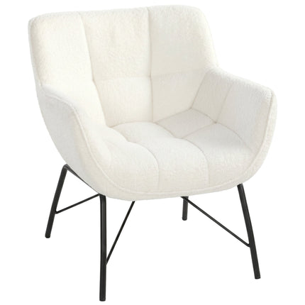 Sherpa Fleece Lounge Chair, Curved Back, Metal Legs