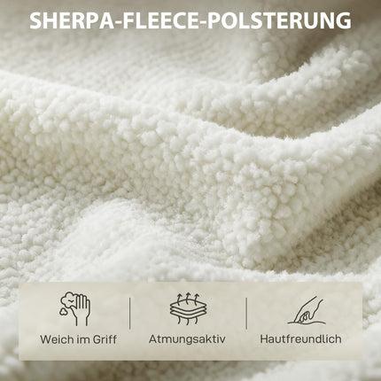 Sherpa-Fleece Lounge Chair, Metal Wood-Look Legs, Cream White