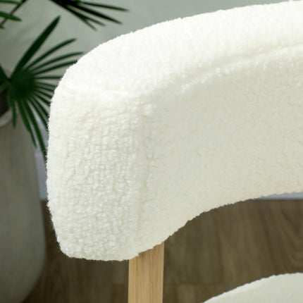 Sherpa-Fleece Lounge Chair, Metal Wood-Look Legs, Cream White
