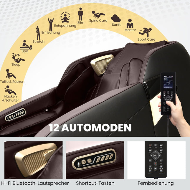 Fotel do masażu Shiatsu z ogrzewaniem, Bluetooth, relaks całego ciała