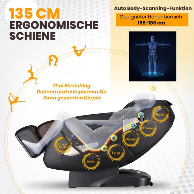 Fotel do masażu Shiatsu z ogrzewaniem, Bluetooth, relaks całego ciała