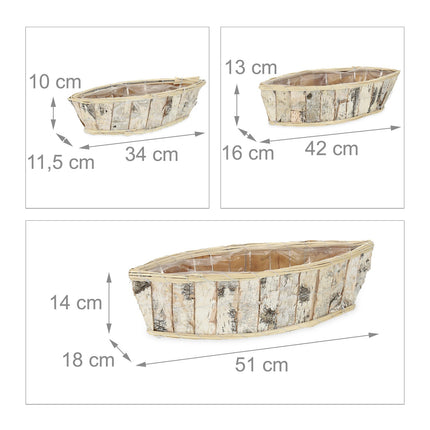 Ship-shaped flower pot - set of 3