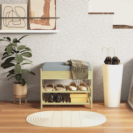 Bamboo shoe bench with drawer, 2-tier rack - 4 pairs
