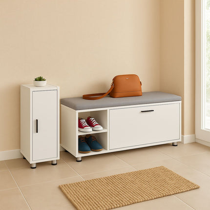 Shoe Bench with Cushion & Hallway Cabinet Set