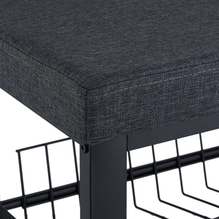 Shoe Bench with Cushion, Metal Frame, 2-Tier Rack