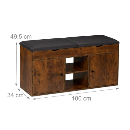Shoe Bench with Storage and Lift-Up Seat