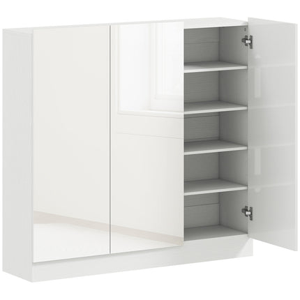 Shoe Cabinet, 10 Shelves, Ventilation, Soft-Close, White Wood