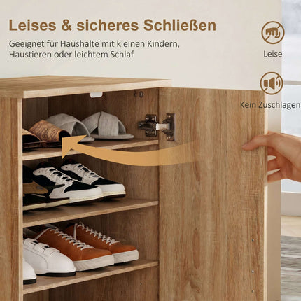 Shoe Cabinet, 2 Doors, Adjustable Shelves, Holds 14 Pairs