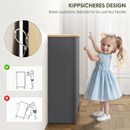 Shoe Cabinet, 2 Flip Compartments, 72x26x80 cm, Dark Grey