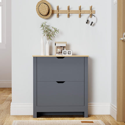 Shoe Cabinet, 2 Flip Compartments, 72x26x80 cm, Dark Grey