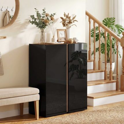 Shoe Cabinet, 6-Tier, Soft-Close, High-Gloss Black