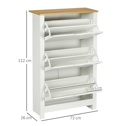White & Natural Shoe Cabinet - Holds 18 pairs, space saving