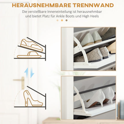 White & Natural Shoe Cabinet - Holds 18 pairs, space saving