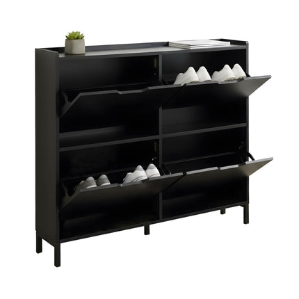 Shoe Cabinet, Slim 4-Compartment, Holds 16 Pairs