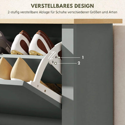 Shoe Cabinet With 2 Flip Compartments, 72 x 26 x 80 cm; Light Grey