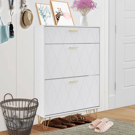 Shoe Cabinet With 3 Flip Drawers, Slim Entryway Storage