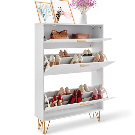 Shoe Cabinet With 3 Flip Drawers, Slim Entryway Storage
