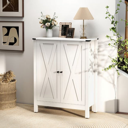 Shoe Cabinet With Doors, 6-Tier Adjustable Shelves, White