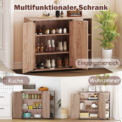 Shoe Cabinet with 2 Doors & Adjustable Shelves, Natural