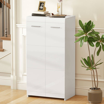 Shoe Cabinet with Adjustable Shelves, Glossy White, Holds 10 Pairs