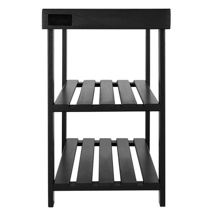 Shoe Rack Bench, 3-Tier Bamboo, 286 lb Capacity, Black