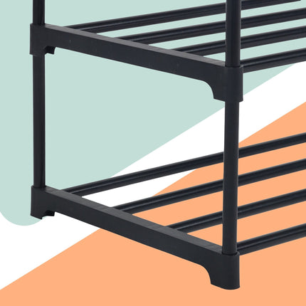 Shoe Rack, Slim Metal, Tool-Free Snap-Fit for Hallway