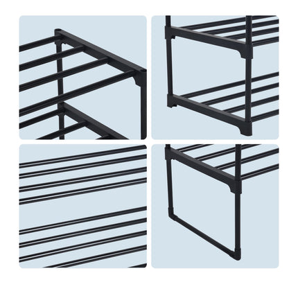 Shoe Rack – Stackable Metal Frame, Plastic Shelves